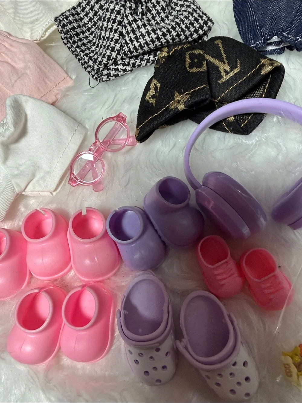 Labubu Assorted Accessories Lot in Pink, Purple, White, Blue, Tan